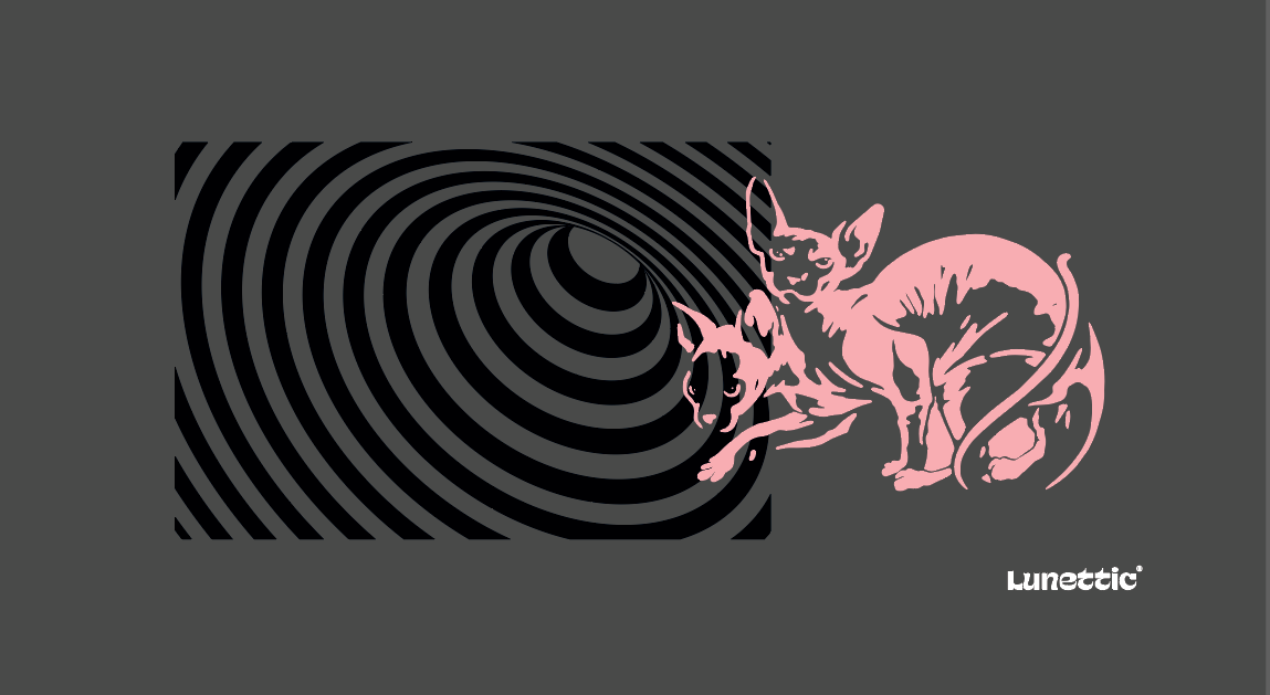 Optical composition in pink and black with concentric forms